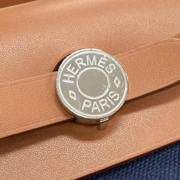 極美品△HERMES エルメス エールバッグジップ 31 PM トワルミリタリー ヴァッシュハンター ブルーマリン シルバー金具 2WAY W刻印 仏製