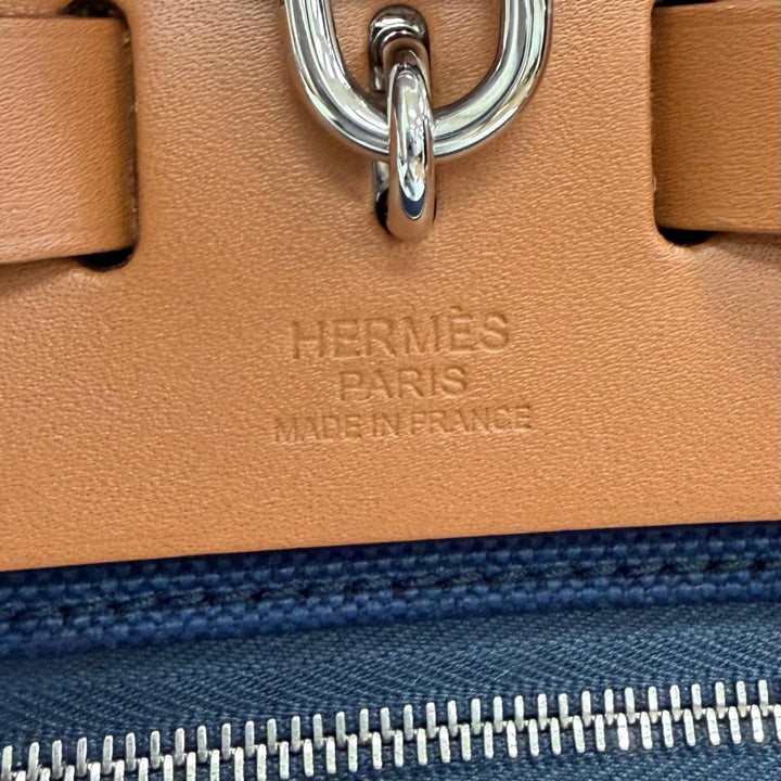 極美品△HERMES エルメス エールバッグジップ 31 PM トワルミリタリー ヴァッシュハンター ブルーマリン シルバー金具 2WAY W刻印 仏製
