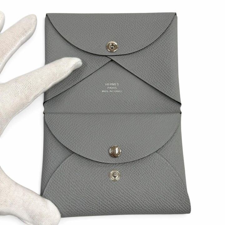 未使用品★HERMES エルメス カルヴィ デュオ グリパンタン ヴォーエプソン セリエ金具 二つ折り財布 K刻印 フランス製 レディース 箱付き