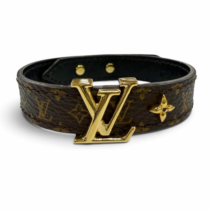 美品☆LOUIS VUITTON ルイヴィトン M8526 モノグラム ブレスレット LVアイコニック レザー ブラウン 19 スペイン製 レディース 保存袋付