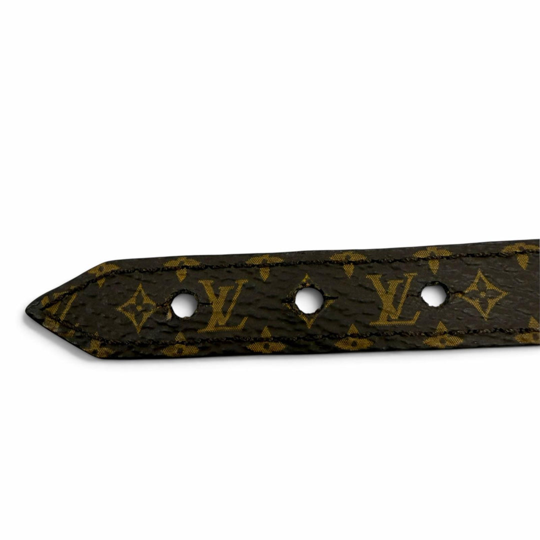 美品☆LOUIS VUITTON ルイヴィトン M8526 モノグラム ブレスレット LVアイコニック レザー ブラウン 19 スペイン製 レディース 保存袋付