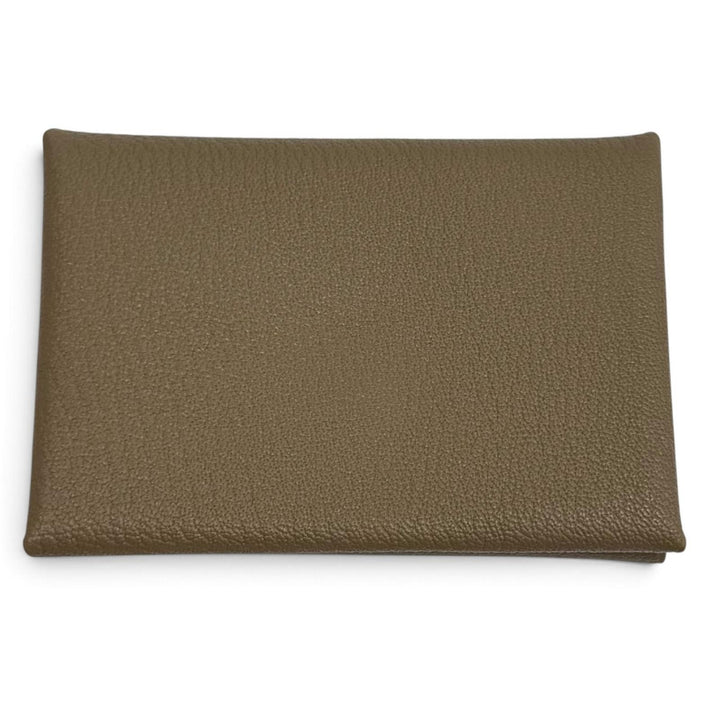 極美品★HERMES エルメス カルヴィ デュオ エトゥープ シェーブル セリエ金具 二つ折り財布 W刻印 フランス製 レディース 箱付き