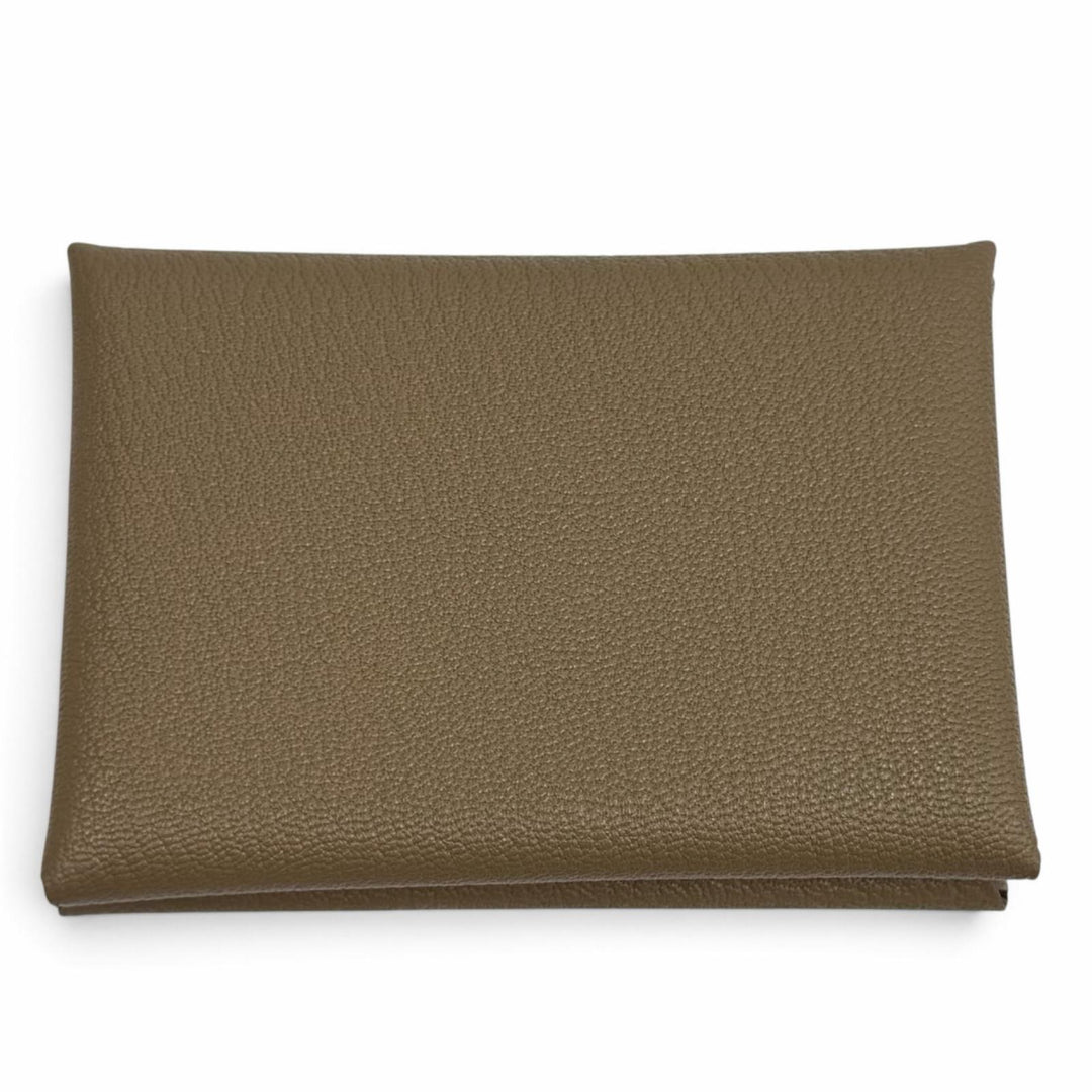 極美品★HERMES エルメス カルヴィ デュオ エトゥープ シェーブル セリエ金具 二つ折り財布 W刻印 フランス製 レディース 箱付き