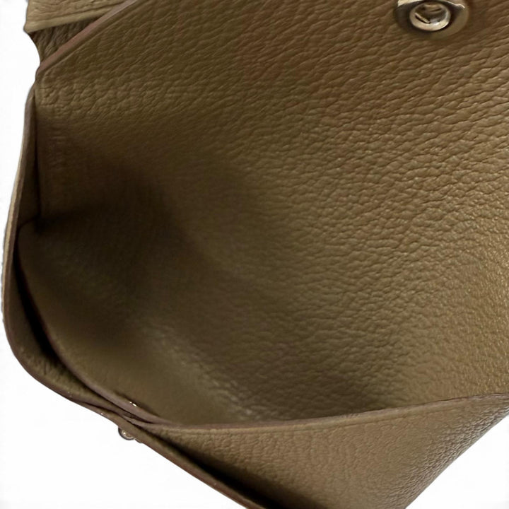 極美品★HERMES エルメス カルヴィ デュオ エトゥープ シェーブル セリエ金具 二つ折り財布 W刻印 フランス製 レディース 箱付き
