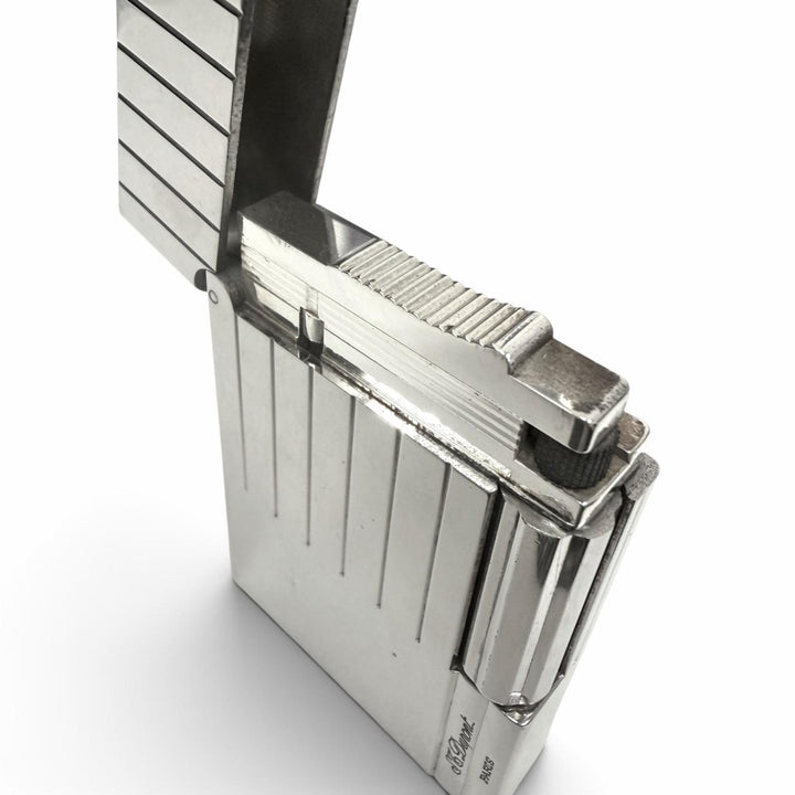 良品□Dupont デュポン GATSBY ギャッツビー ストライプ スクエア 喫煙具 ガスライター シルバー フランス製 メンズ 着火不可