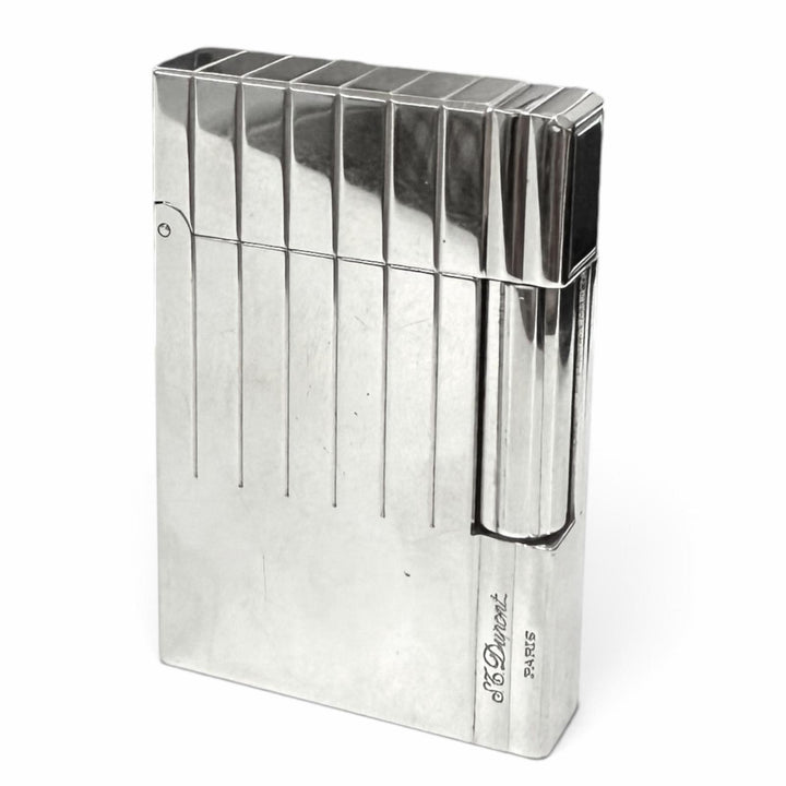 良品□Dupont デュポン GATSBY ギャッツビー ストライプ スクエア 喫煙具 ガスライター シルバー フランス製 メンズ 着火不可