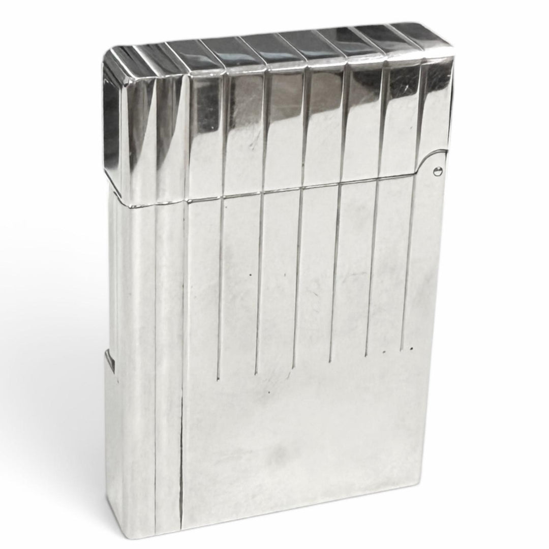 良品□Dupont デュポン GATSBY ギャッツビー ストライプ スクエア 喫煙具 ガスライター シルバー フランス製 メンズ 着火不可