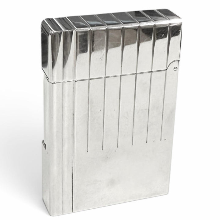 良品□Dupont デュポン GATSBY ギャッツビー ストライプ スクエア 喫煙具 ガスライター シルバー フランス製 メンズ 着火不可