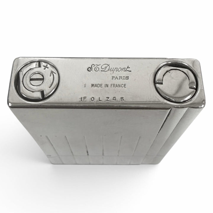 良品□Dupont デュポン GATSBY ギャッツビー ストライプ スクエア 喫煙具 ガスライター シルバー フランス製 メンズ 着火不可