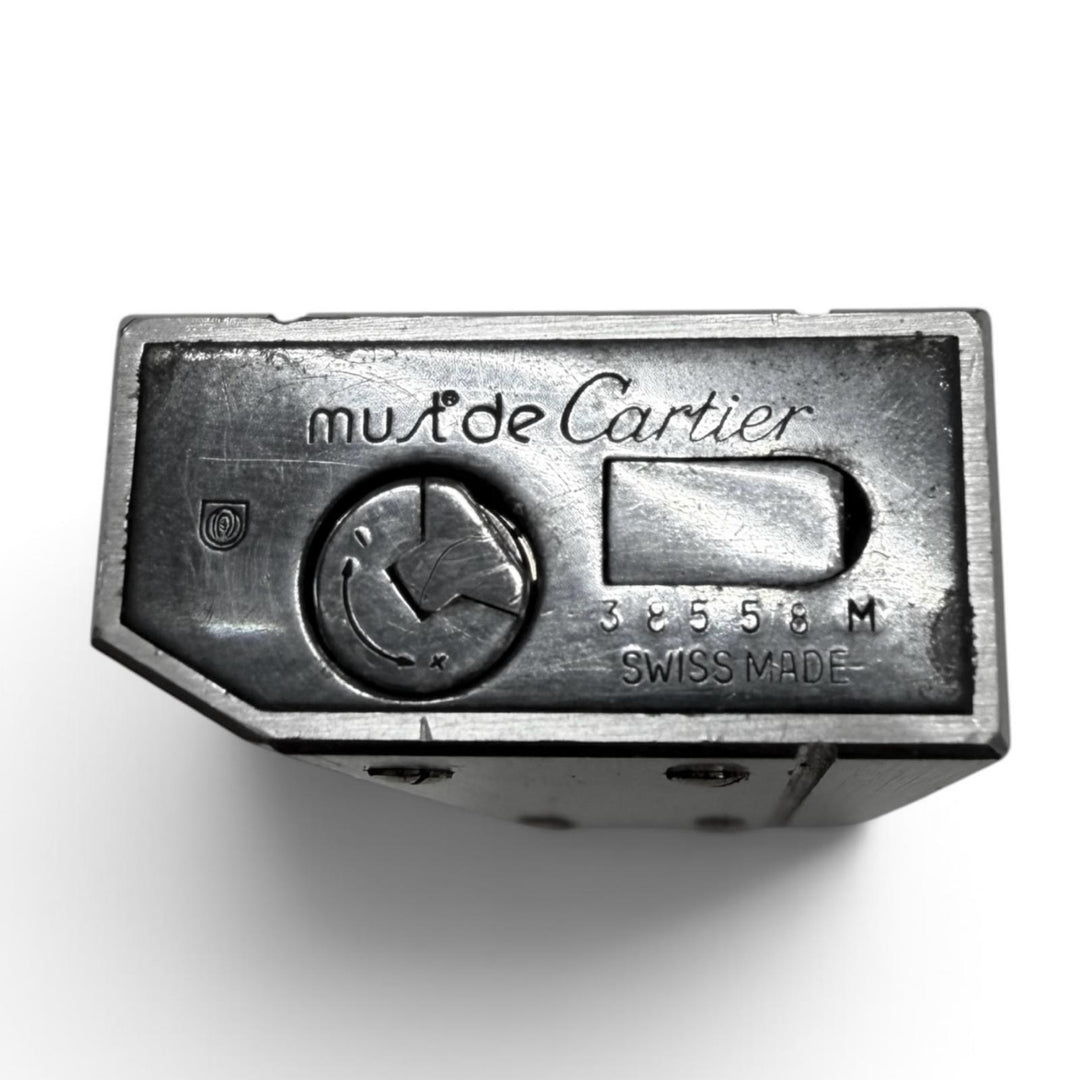 良品▼Cartier カルティエ サントス ペンタゴン ローラー式 ガス ライター シルバー ゴールド スイス製 メンズ 着火確認済み