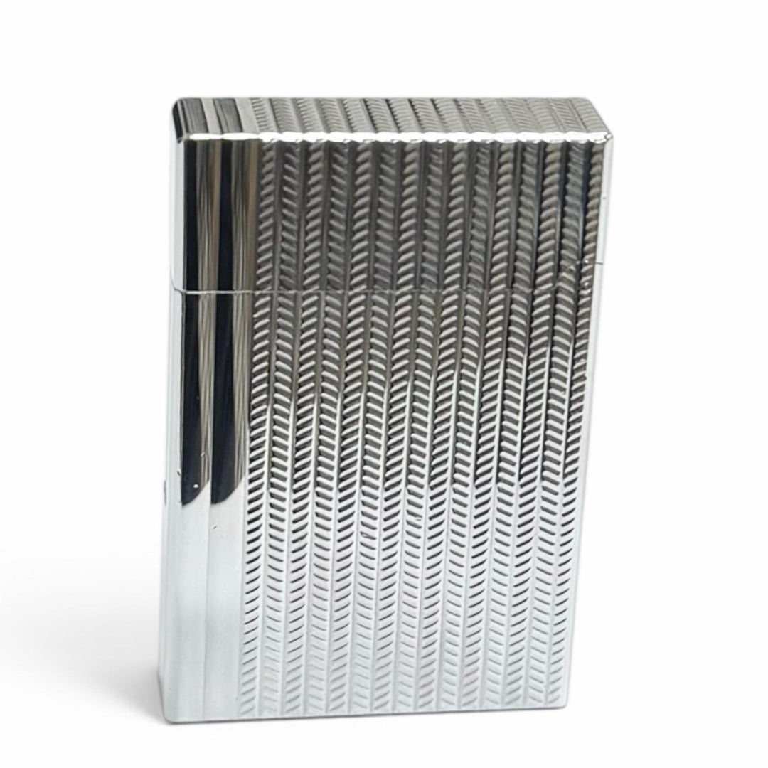 極美品□Dupont デュポン 18106 GATSBY ギャッツビー シェブロンストライプ ライター シルバー フランス製 メンズ 着火確認済み 箱付き