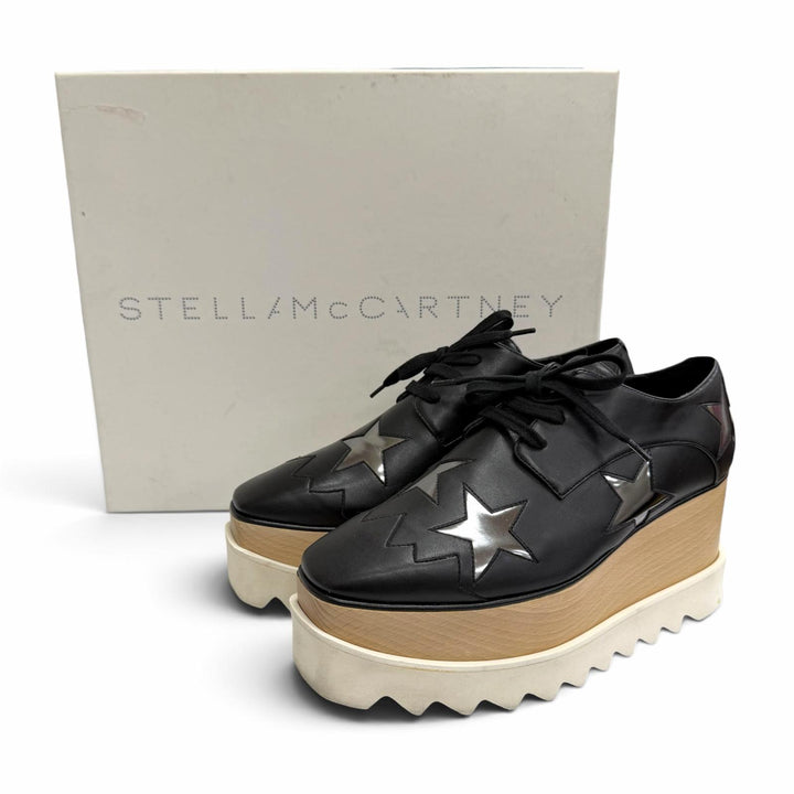 美品△Stella McCartney ステラマッカートニー 363998 ELYSE エリス プラットフォーム スター 厚底 スニーカー ブラック 36.5 イタリア製