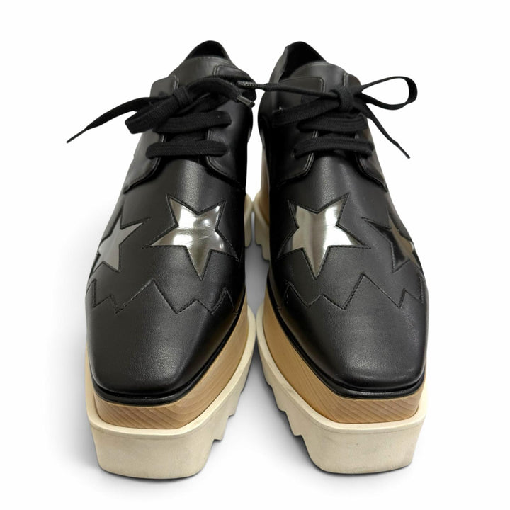 美品△Stella McCartney ステラマッカートニー 363998 ELYSE エリス プラットフォーム スター 厚底 スニーカー ブラック 36.5 イタリア製