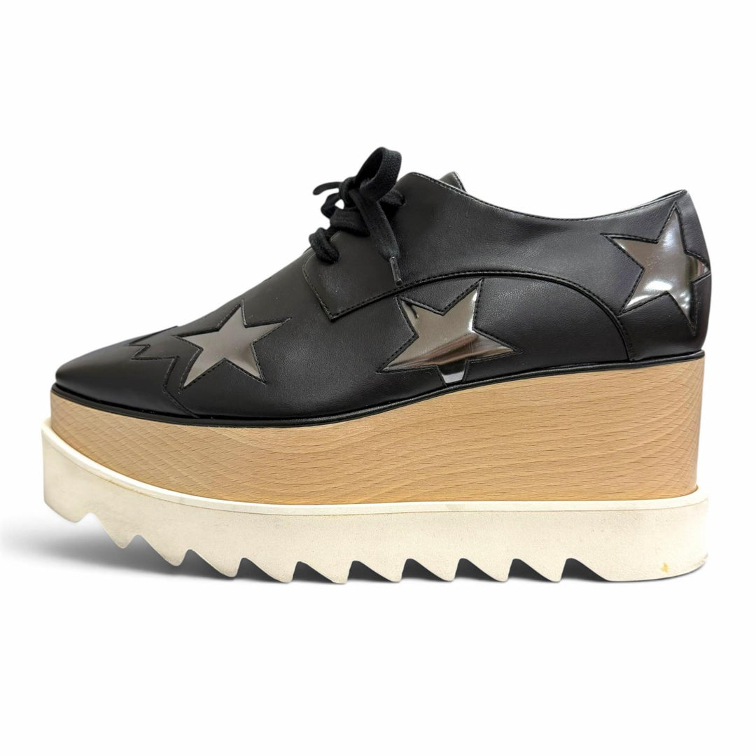 美品△Stella McCartney ステラマッカートニー 363998 ELYSE エリス プラットフォーム スター 厚底 スニーカー ブラック 36.5 イタリア製