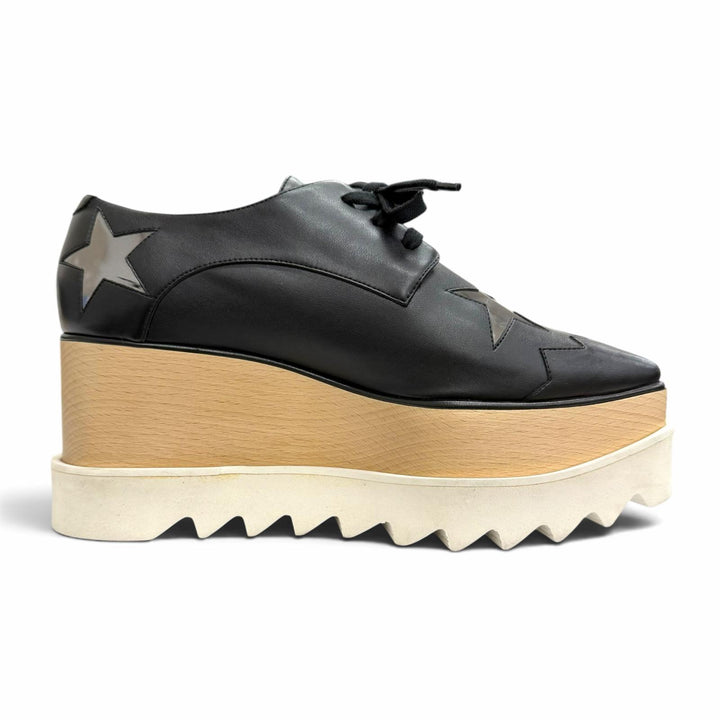 美品△Stella McCartney ステラマッカートニー 363998 ELYSE エリス プラットフォーム スター 厚底 スニーカー ブラック 36.5 イタリア製