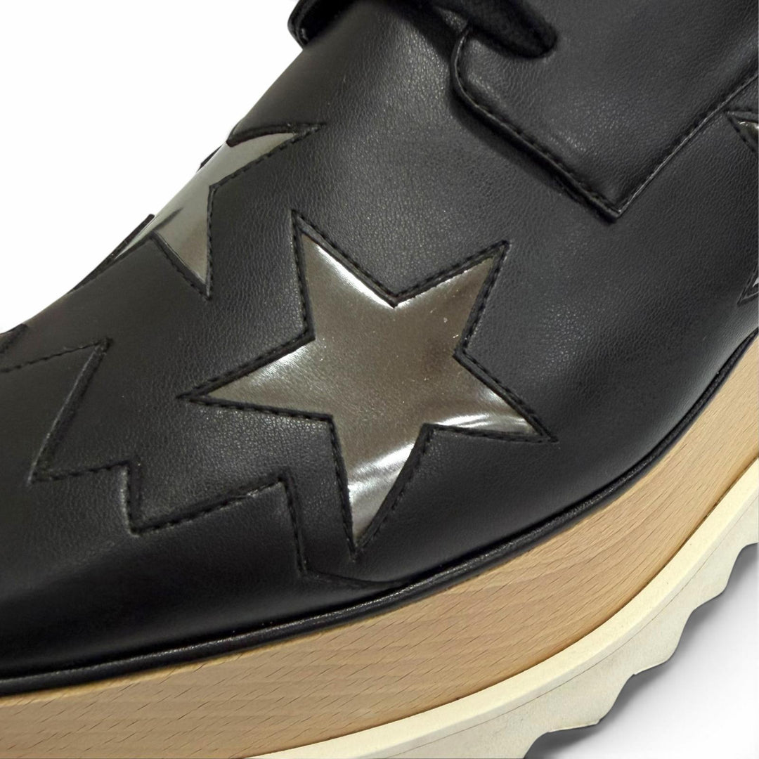 美品△Stella McCartney ステラマッカートニー 363998 ELYSE エリス プラットフォーム スター 厚底 スニーカー ブラック 36.5 イタリア製