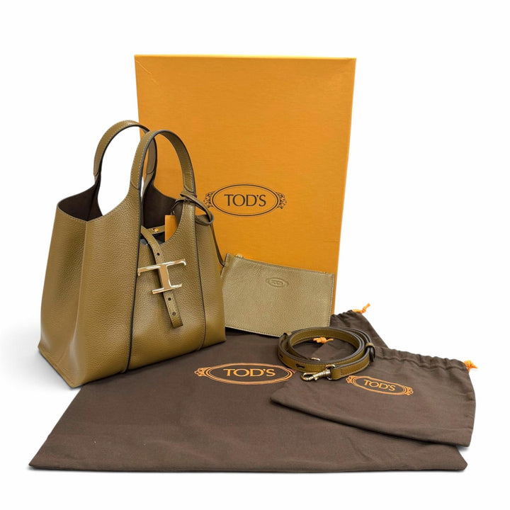 極美品△TOD’S トッズ XBWTSBA9100 Tタイムレス ミニ ショッピングバッグ レザー ポーチ付 2WAY ハンド トートバッグ ショルダーバッグ