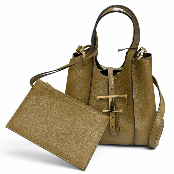 極美品△TOD’S トッズ XBWTSBA9100 Tタイムレス ミニ ショッピングバッグ レザー ポーチ付 2WAY ハンド トートバッグ ショルダーバッグ