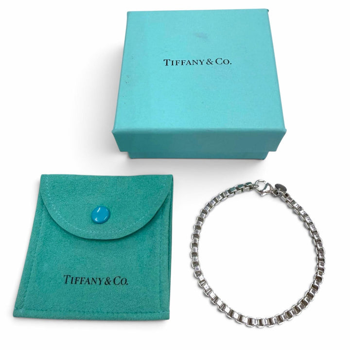 美品▼TIFFANY&amp;Co. ティファニー ベネチアン 925 チェーン ブレスレット シルバー メンズ レディース アクセサリー 箱・保存袋付き