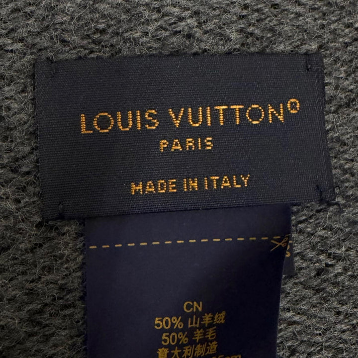 美品□LOUIS VUITTON ルイヴィトン 2022年製 M71607 モノグラム グラディエント カシミヤ ウール マフラー ノワール イタリア製 正規品