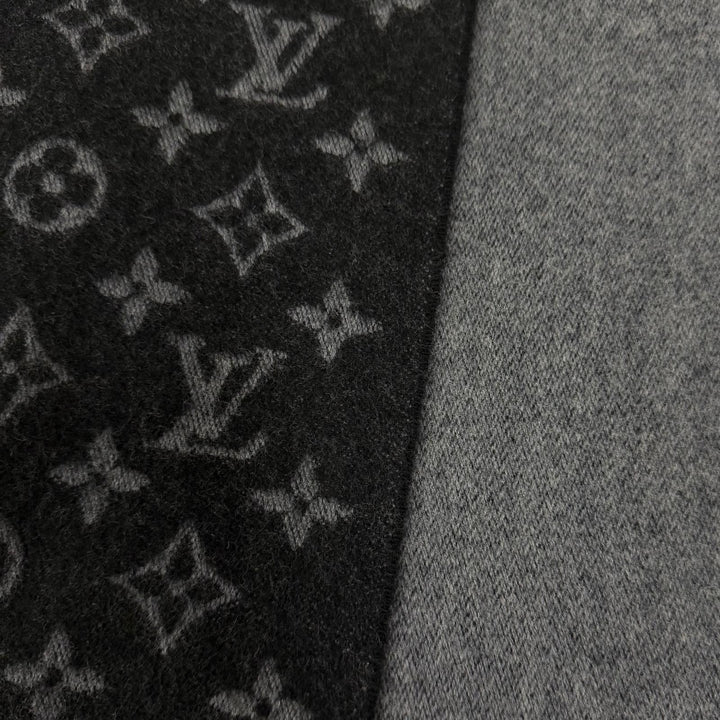 美品□LOUIS VUITTON ルイヴィトン 2022年製 M71607 モノグラム グラディエント カシミヤ ウール マフラー ノワール イタリア製 正規品