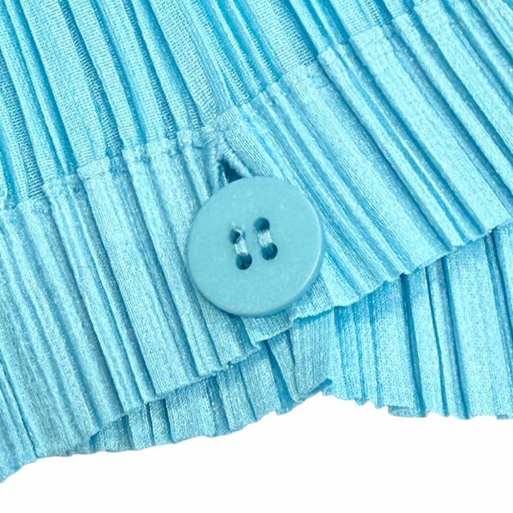 極美品△PLEATS PLEASE プリーツプリーズ イッセイミヤケ PP71-JH573 ノースリーブ バルーントップス チュニック ブルー 3 日本製 正規品