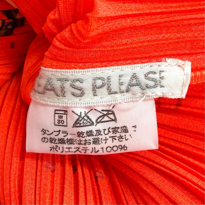 極美品△PLEATS PLEASE プリーツプリーズ イッセイミヤケ 横尾忠則 PP02-JJ101 宇宙デザイン 長袖シャツ オレンジ系 3 正規品 レディース
