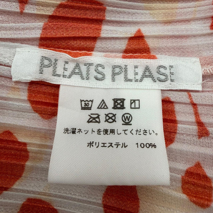 極美品☆PLEATS PLEASE プリーツプリーズ イッセイミヤケ PP81-JE722 総柄デザイン ロング丈 ベスト オレンジ系 4 正規品 レディース