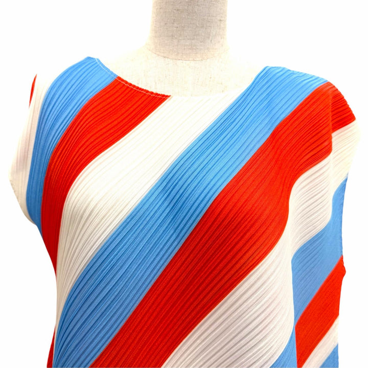 極美品☆PLEATS PLEASE プリーツプリーズ イッセイミヤケ PP03-JH953 斜めストライプ ワンピース マルチカラー 3 日本製 正規品