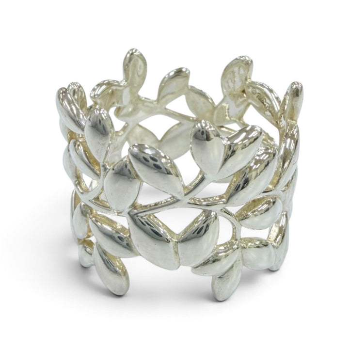 美品☆TIFFANY&amp;Co. ティファニー パロマピカソ オリーブリーフ ワイド リング AG925 指輪 シルバー JP11号相当 重量5.76g レディース