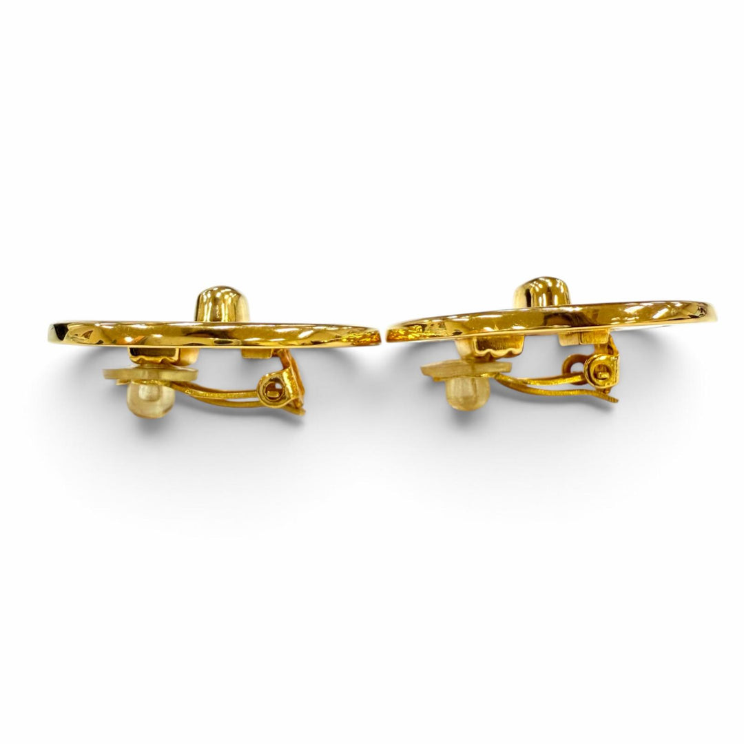 美品☆CHANEL シャネル ヴィンテージ 97P メタル ココマーク ラウンド イヤリング アクセサリー ゴールド フランス製 レディース 箱付き