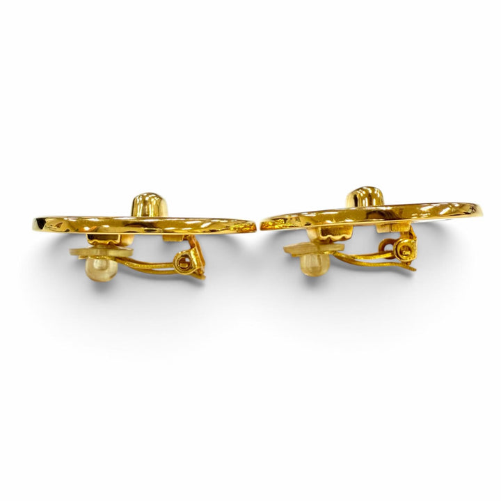 美品☆CHANEL シャネル ヴィンテージ 97P メタル ココマーク ラウンド イヤリング アクセサリー ゴールド フランス製 レディース 箱付き