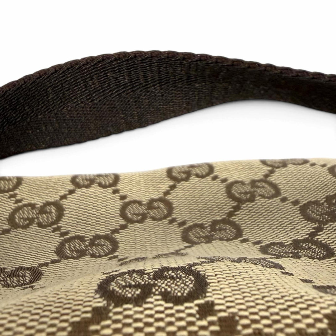 極美品★GUCCI グッチ ヴィンテージ 106646 GGキャンバス レザー使い バニティバッグ 化粧ポーチ ベージュ ブラウン 伊製 レディース