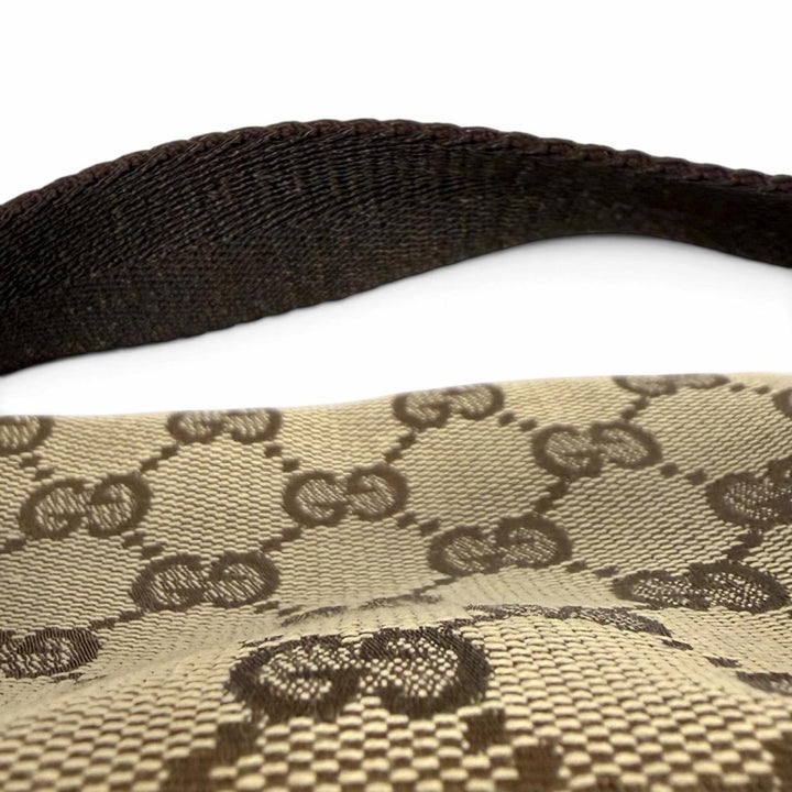 極美品★GUCCI グッチ ヴィンテージ 106646 GGキャンバス レザー使い バニティバッグ 化粧ポーチ ベージュ ブラウン 伊製 レディース