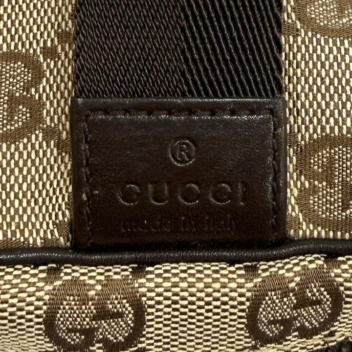 極美品★GUCCI グッチ ヴィンテージ 106646 GGキャンバス レザー使い バニティバッグ 化粧ポーチ ベージュ ブラウン 伊製 レディース