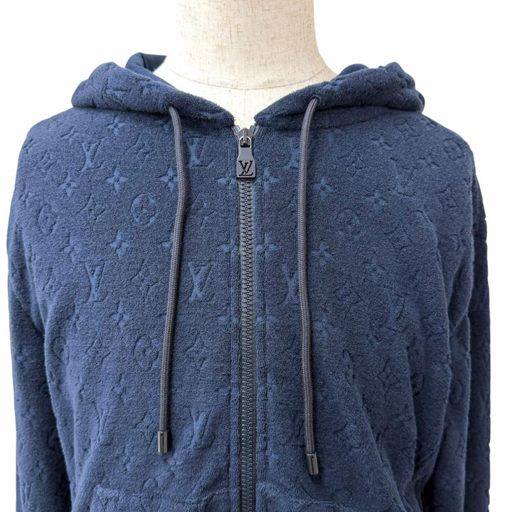 極美品□LOUIS VUITTON ルイヴィトン 2025年製 1AHUX0 モノグラムフレンチテリージップスルーフーディ XS 伊製 正規品 定価323400円