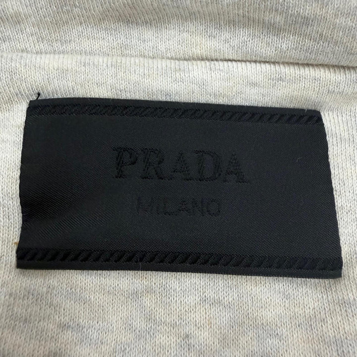 極美品▼PRADA プラダ 2023年製 UJL24B コットン100% ロゴ刺繍 フーデッド プルオーバー パーカー グレー系 S 正規品 メンズ