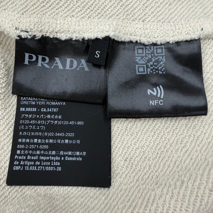 極美品▼PRADA プラダ 2023年製 UJL24B コットン100% ロゴ刺繍 フーデッド プルオーバー パーカー グレー系 S 正規品 メンズ