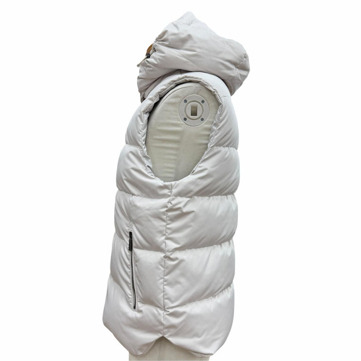 未使用品▼MOORER ムーレー FIRE-WK フーデッド WZIPUP ダウンベスト ホワイト系 46 伊製 メンズ 定価212300円 ガーメント・ハンガー付き