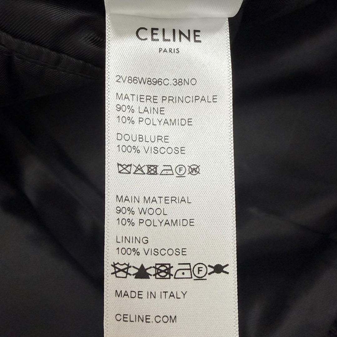 極美品□CELINE セリーヌ 2V86W896C Cロゴ カレッジ テディジャケット ボンバージャケット ブラック IT 44 イタリア製 正規品 メンズ