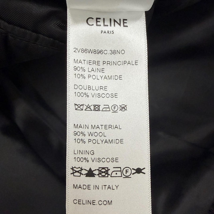 極美品□CELINE セリーヌ 2V86W896C Cロゴ カレッジ テディジャケット ボンバージャケット ブラック IT 44 イタリア製 正規品 メンズ