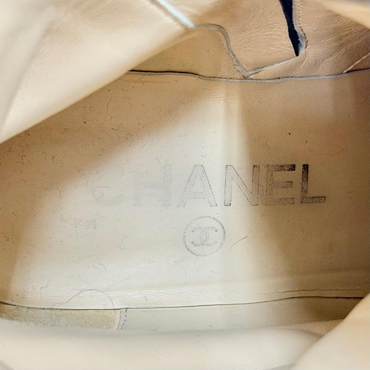 極美品△CHANEL シャネル G34953 レザー ココマークステッチ サイドジップ レースアップ ショートブーツ ブラック 36 伊製 保存袋付き