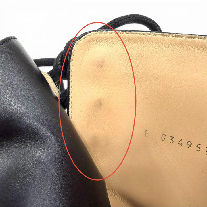 極美品△CHANEL シャネル G34953 レザー ココマークステッチ サイドジップ レースアップ ショートブーツ ブラック 36 伊製 保存袋付き