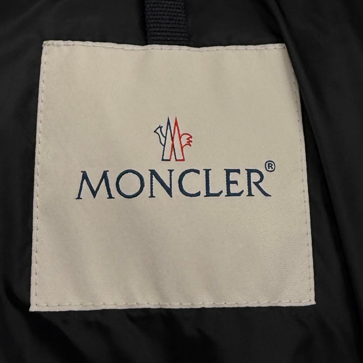 極美品★MONCLER モンクレール DANUBE ロゴ入りベルト フード付 ZIP UP ダウンジャケット アウター ブラック 1 国内正規品 レディース