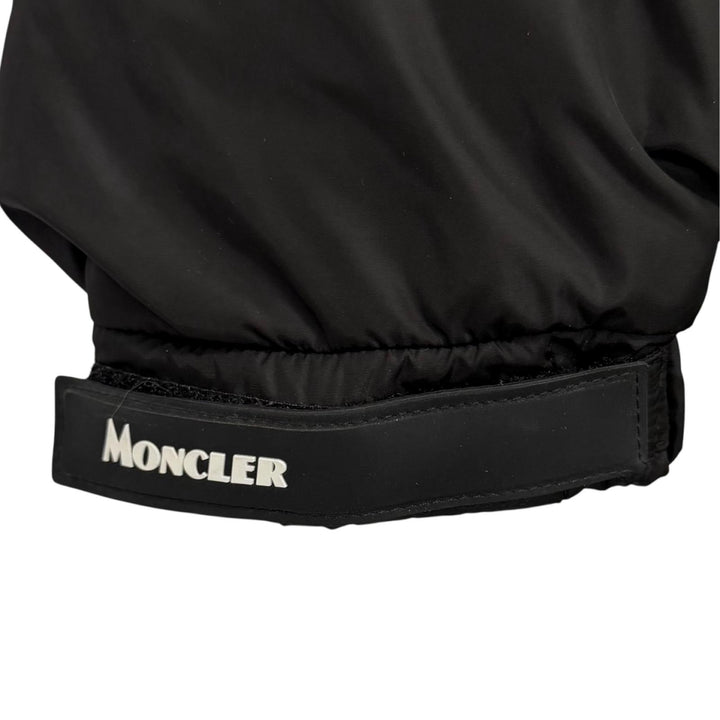 極美品★MONCLER モンクレール DANUBE ロゴ入りベルト フード付 ZIP UP ダウンジャケット アウター ブラック 1 国内正規品 レディース