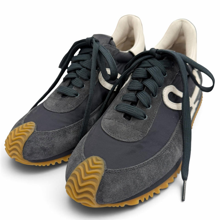 極美品▼LOEWE ロエベ 592411 フローランナー ナイロン スウェードレザー アナグラムロゴ レースアップ スニーカー ネイビー 39 メンズ