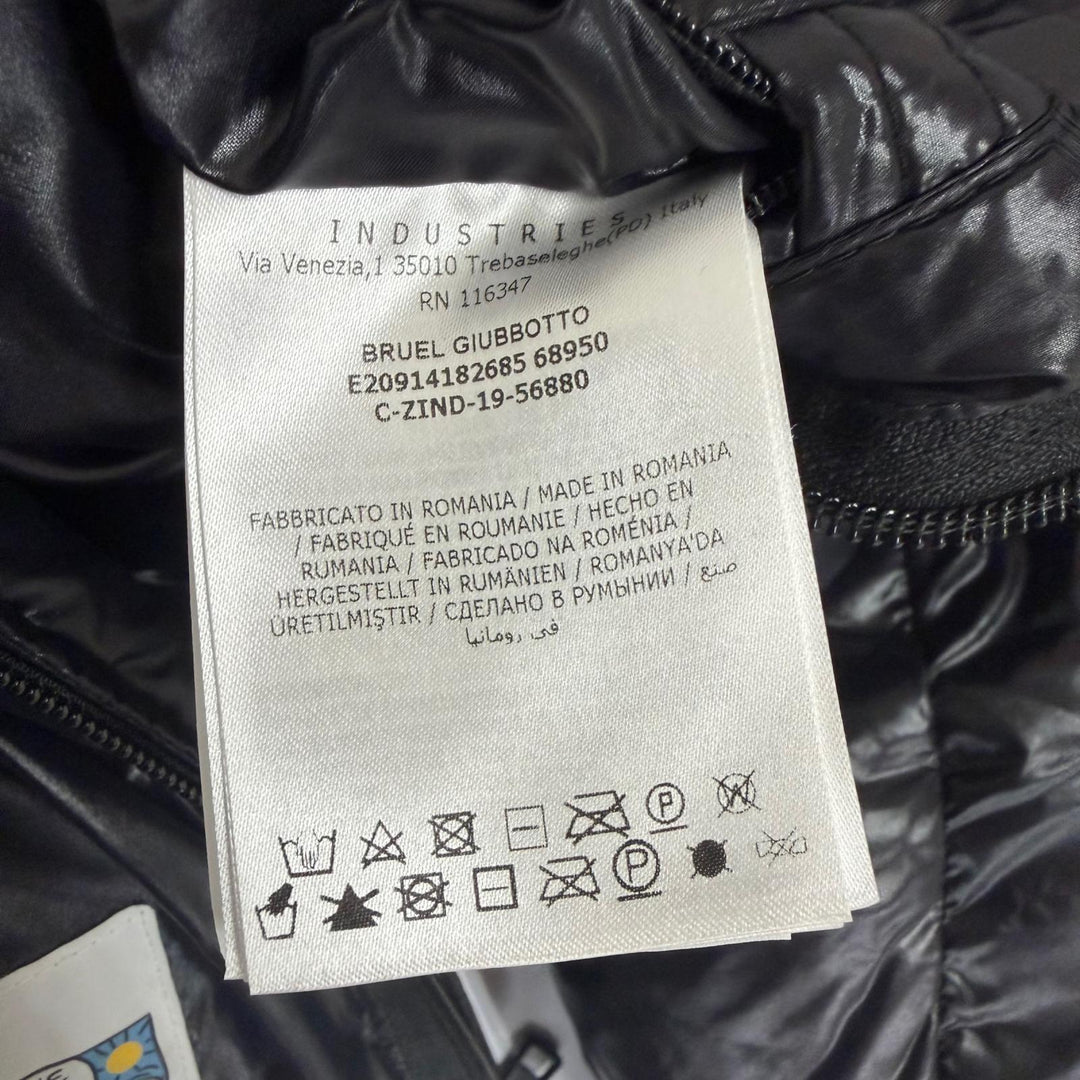 極美品□MONCLER モンクレール BUREL GIUBBOTTO ロゴ刺繍 フード入り ダウンジャケット ブラック 1 ルーマニア製 国内正規品 ハンガー付
