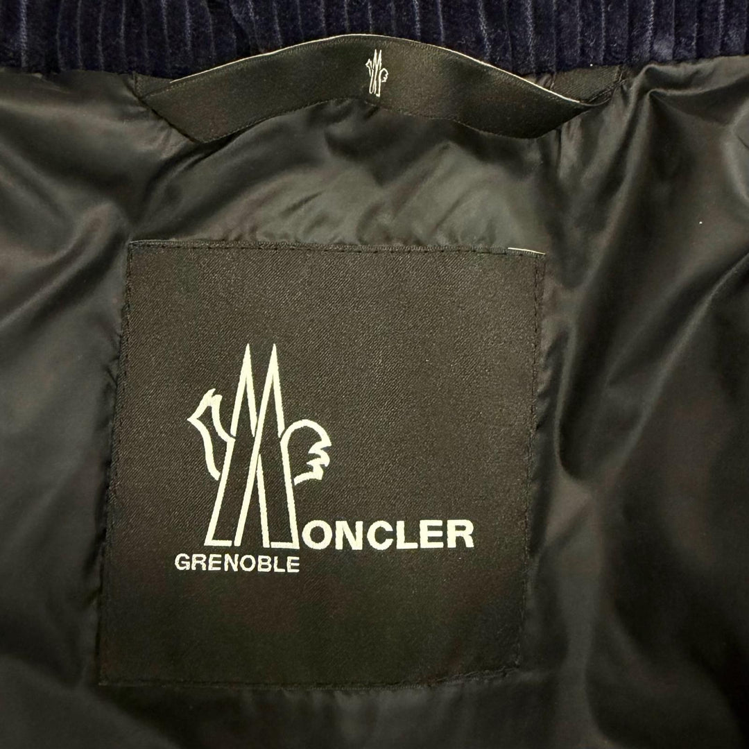 極美品□MONCLER GRENOBLE モンクレールグルノーブル BERZIN GILET ロゴワッペン ダウンベスト ネイビー 0 正規品 メンズ ハンガー付き