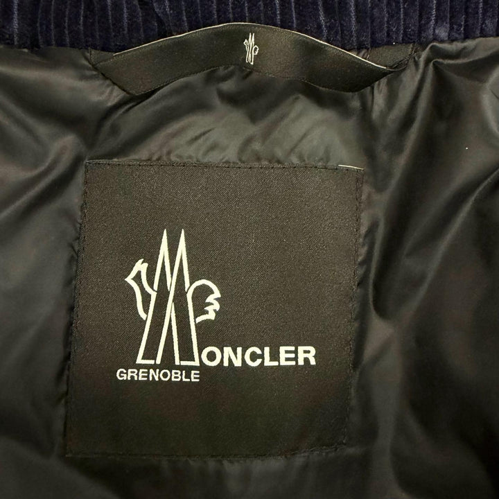極美品□MONCLER GRENOBLE モンクレールグルノーブル BERZIN GILET ロゴワッペン ダウンベスト ネイビー 0 正規品 メンズ ハンガー付き
