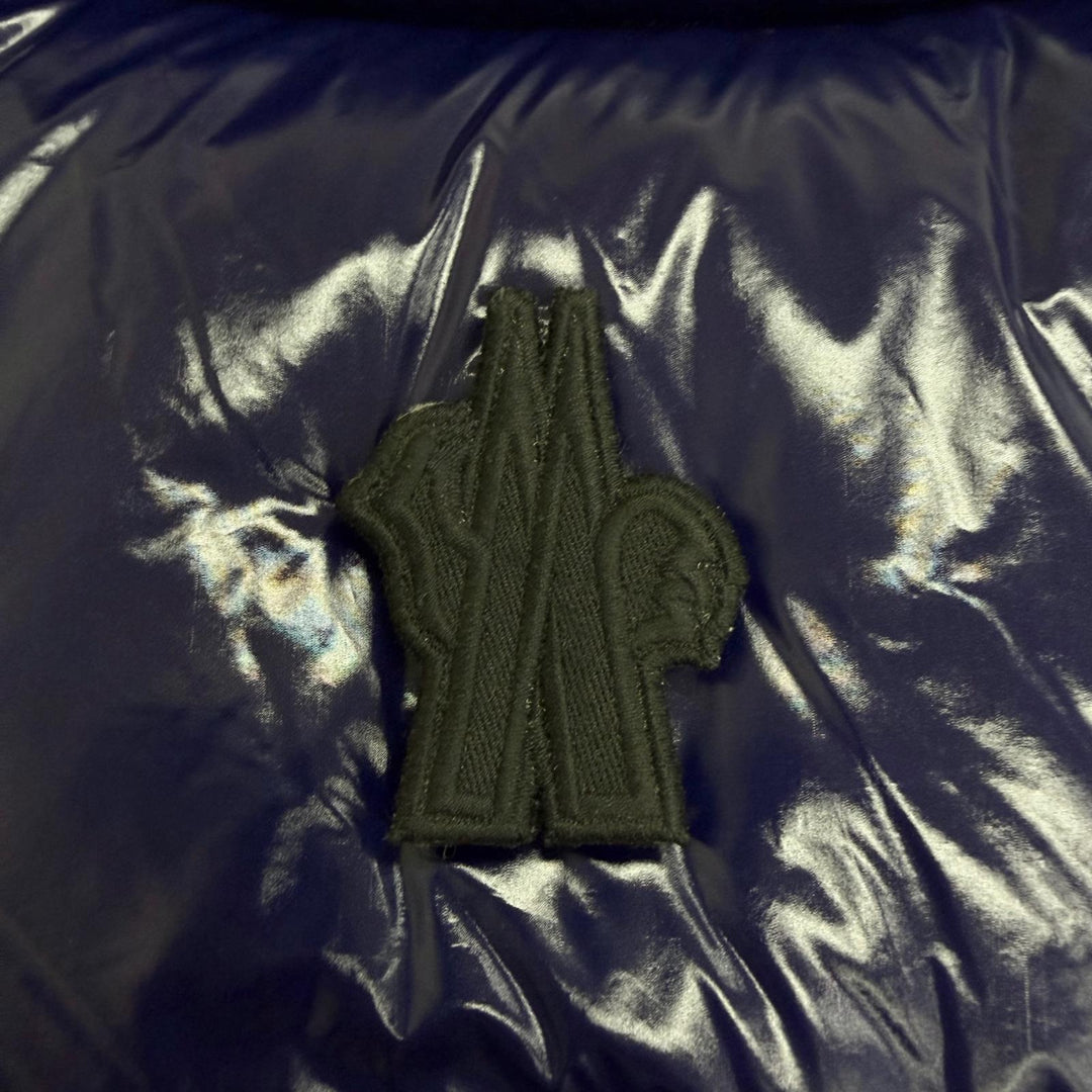 極美品□MONCLER GRENOBLE モンクレールグルノーブル BERZIN GILET ロゴワッペン ダウンベスト ネイビー 0 正規品 メンズ ハンガー付き